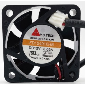 Y.S.TECH FD124010HL-N 12V 0.09A 2wires Cooling Fan 