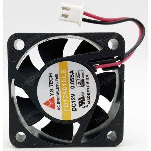 Y.S.TECH FD124010LB 12V 0.055A 2wires 3wires Cooling Fan