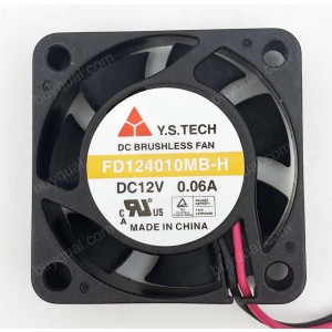 Y.S.TECH FD124010MB-H 12V 0.06A 2wires Cooling Fan