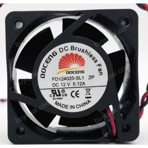 DOCENG FD124020-SL1 ZP 12V 0.12A 2wires Cooling Fan 