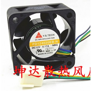 Y.S.TECH FD124020EB-N 12V 0.17A 3wires Cooling Fan 