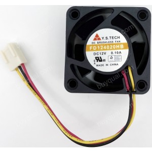 Y.S.TECH FD124020HB 12V 0.1A 3wires Cooling Fan