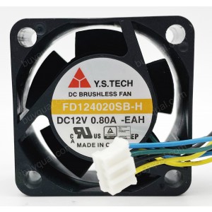 Y.S.TECH FD124020SB-H 12V 0.80A 4wires Cooling Fan