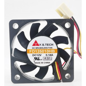 Y.S.TECH FD125010HB 12V 0.14A 3wires Cooling Fan