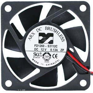 ARX FD1260-S3112C 12V 0.13A 2wires Cooling Fan