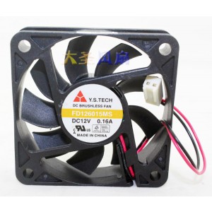 Y.S.TECH FD126015MS 12V 0.16A 2wires Cooling Fan