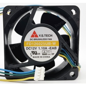 Y.S.TECH FD126025UB-W 12V 1.10A 4wires Cooling Fan