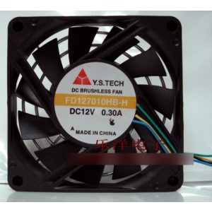 Y.S.TECH FD127010HB-H 12V 0.3A 4wires Cooling Fan