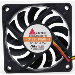 Y.S TECH FD127010MB-H 12V 0.2A 3wires 4wires Cooling Fan