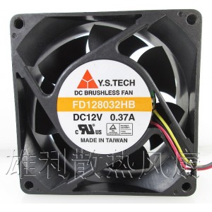 Y.S.TECH FD128032HB 12V 0.37A 3wires 4wires Cooling Fan
