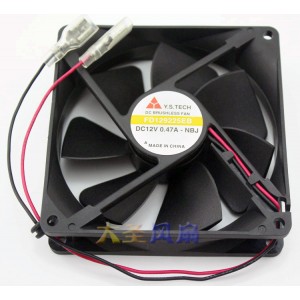 Y.S.TECH FD129225EB 12V 0.36A 3 Wires Cooling Fan 