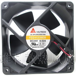 Y.S TECH FD241238EB 24V 0.75A 2wires Cooling Fan
