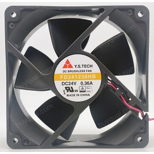 Y.S.TECH FD241238HB 24V 0.36A 2wires Cooling Fan