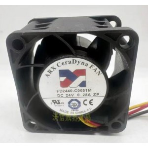 ARX FD2440-C0051M 24V 0.28A 3wires Cooling Fan 