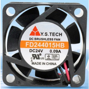 Y.S.TECH FD244015HB 24V 0.09A 2wires Cooling Fan