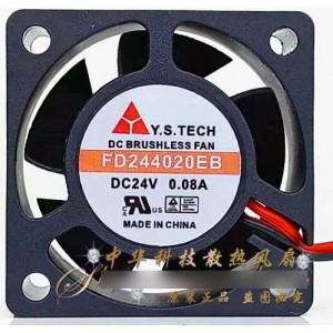 Y.S.TECH FD244020EB 24V 0.08A 2wires cooling fan