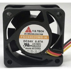 Y.T TECH FD244020MB-H 24V 0.07A 3wires Cooling Fan