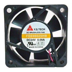 Y.S.TECH FD246025HB 24V 0.09A 2wires Cooling Fan