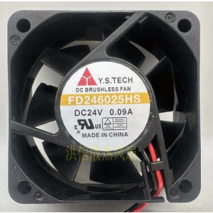 Y.S.TECH FD246025HS 24V 0.09A 2wires Cooling Fan 
