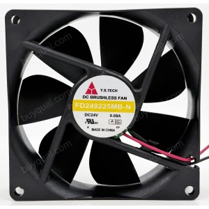 Y.S.TECH FD249225MB-N 24V 0.12A 2wires cooling fan