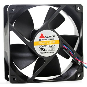 Y.S.TECH FD481238HB 48V 0.21A  3wires Cooling Fan