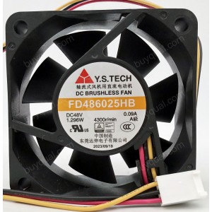 Y.S.TECH FD486025HB 48V 0.09A 3wires 2wires cooling fan