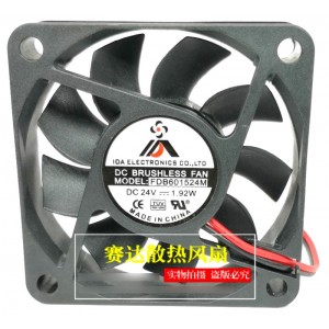 IDA FDB601524M 24V 1.92W 2wires Cooling Fan 