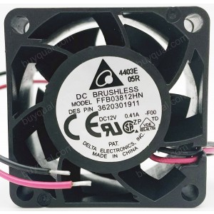 DELTA FFB03812HN -F00 12V 0.41A 3wires 2wires Cooling Fan