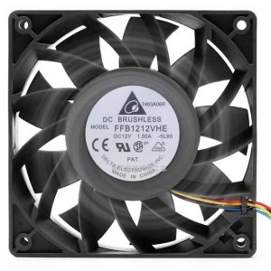 DELTA FFB1212VHE 12V 1.5A 2wires Cooling Fan