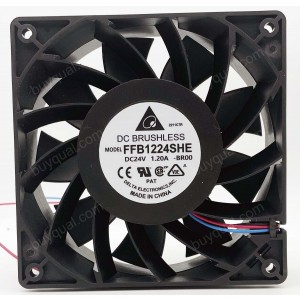 DELTA FFB1224SHE FFB1224SHE-BR00 -R00 24V 1.2A 3wires Cooling Fan