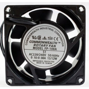 COMMONWEALTH FP-108A S1 220/240V 0.1/0.08A 13/12W 2wires Cooling Fan