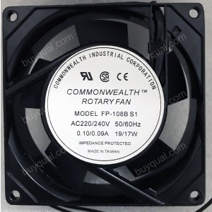 COMMONWEALTH FP-108BS1 220/240V 0.10/0.09A 19/17W 2wires cooling fan