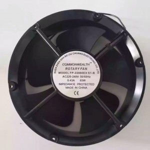 COMMONWEALTH FP-20060EXS1-B 220/240V 0.43A 25W 2wires Cooling Fan