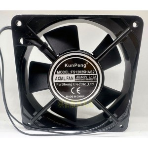 KunPeng FS12025HAS2 220V 0.10A 2wires Cooling Fan 