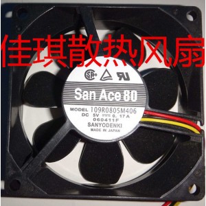 Sanyo 109R0805M406 5V 0.17A 3wires Cooling Fan