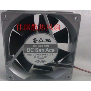 Sanyo 109R1248H1151 48V 0.15A 3wires Cooling Fan