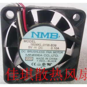 NMB 1604KL-01W-B39 5V 0.1A 0.375W 3wires Cooling Fan