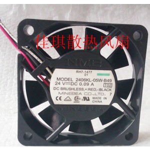 NMB 2406KL-05W-B49 24V 0.09A 3wires Cooling Fan