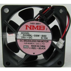 NMB 2408NL-05W-B60 24V 0.1A 2wires Cooling Fan
