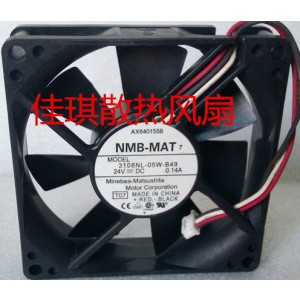 NMB 3108NL-05W-B49 24V 0.14A 3wires Cooling Fan