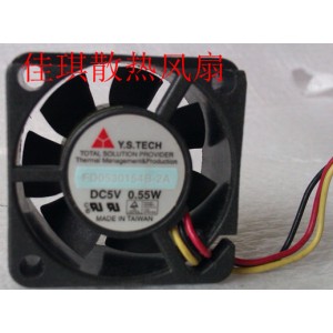 Y.S.TECH FD0530154B-2A 5V 0.55W 3wires Cooling Fan