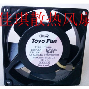 TOYO T395A 200V 13/11W Cooling Fan