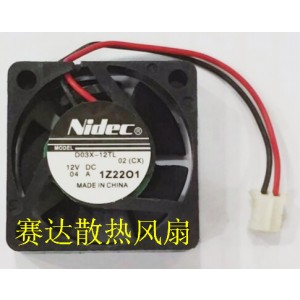 Nidec D03X-12TL 12V 0.04A  2wires Cooling Fan