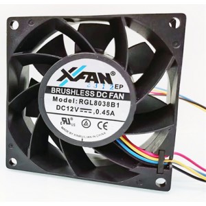 RUILIAN RGL8038B1 12V 0.45A 4wires cooling fan