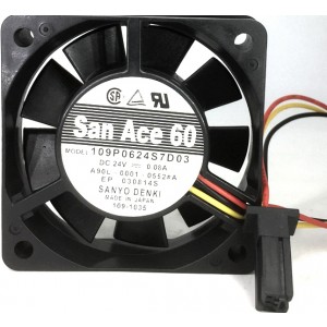 Sanyo 109P0624S7D03 24V 0.08A 3wires Cooling Fan - Original New