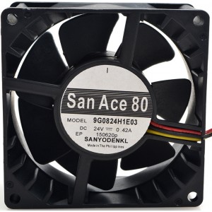 SANYO 9G0824H1E03 24V 0.42A 3 Wires Cooling Fan 