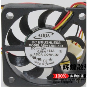 ADDA AD0412HB-K93 12V 0.08A 3 Wires Cooling Fan 