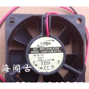 ADDA AD0612UB-A71G 12V 0.27A 2 Wires Cooling Fan 