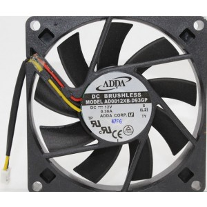 ADDA AD0812XB-D93GP 12V 0.38A 3 Wires Cooling Fan 