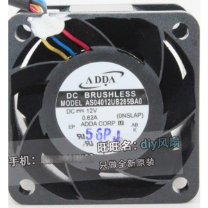 ADDA AS04012UB285BA0 12V 0.62A 4wires Cooling Fan